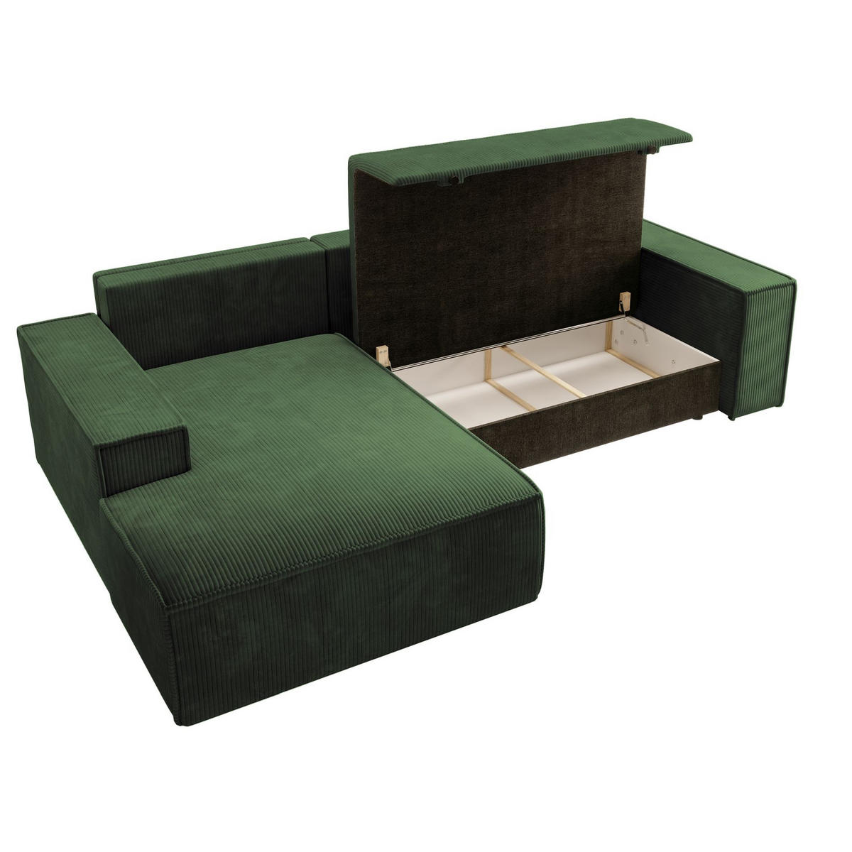 ECKSOFA Farese New Grün Cord - Schwarz/Grün, Kunststoff/Textil (267/167cm) - Selsey