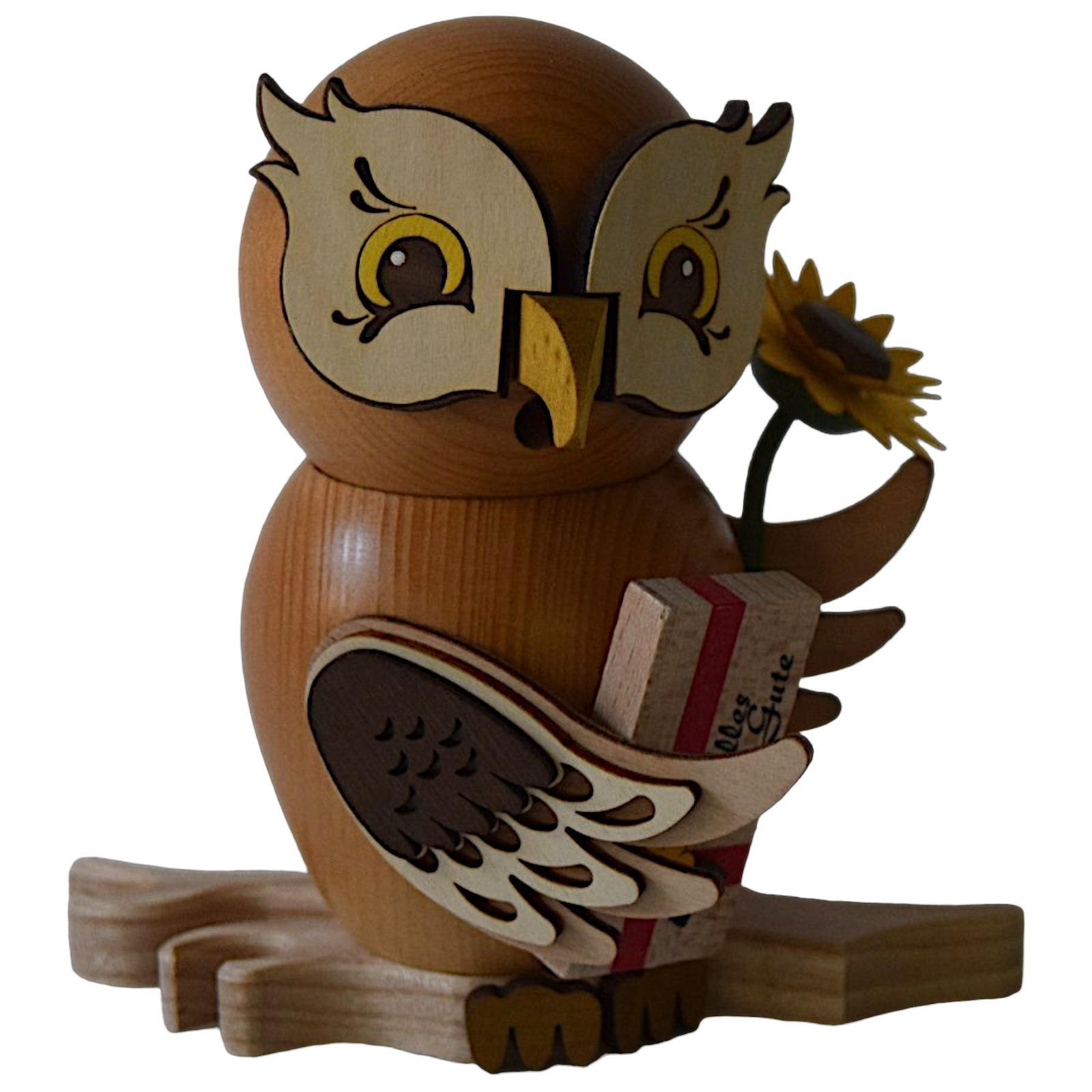 RÄUCHERFIGUR Eule Gratulant 15 cm - Multicolor, Holz (10/15/10cm)