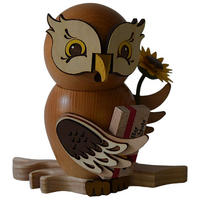 RÄUCHERFIGUR Eule Gratulant 15 cm - Multicolor, Holz (10/15/10cm)