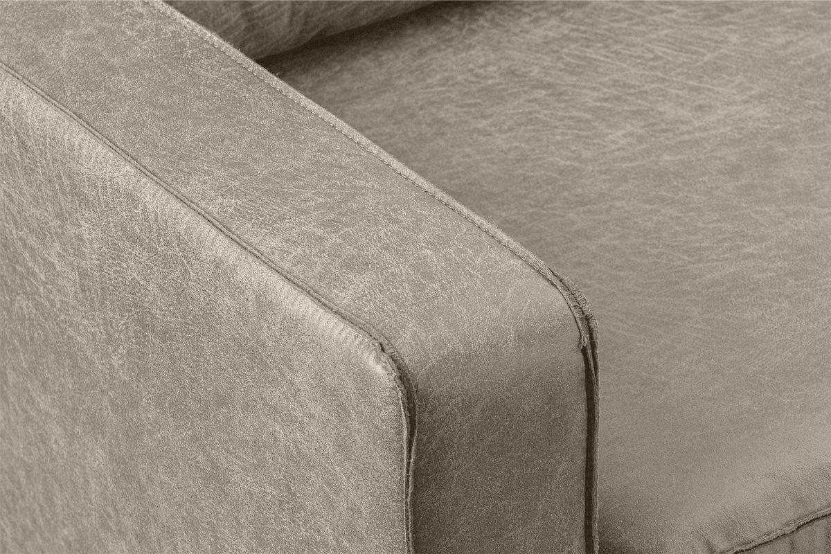ECKSOFA-RECHTS INVIA mit Armlehnen vintage, Lederoptik-Stoff, hellgrau - Hellgrau/Schwarz, Textil (234/160cm) - KONSIMO®
