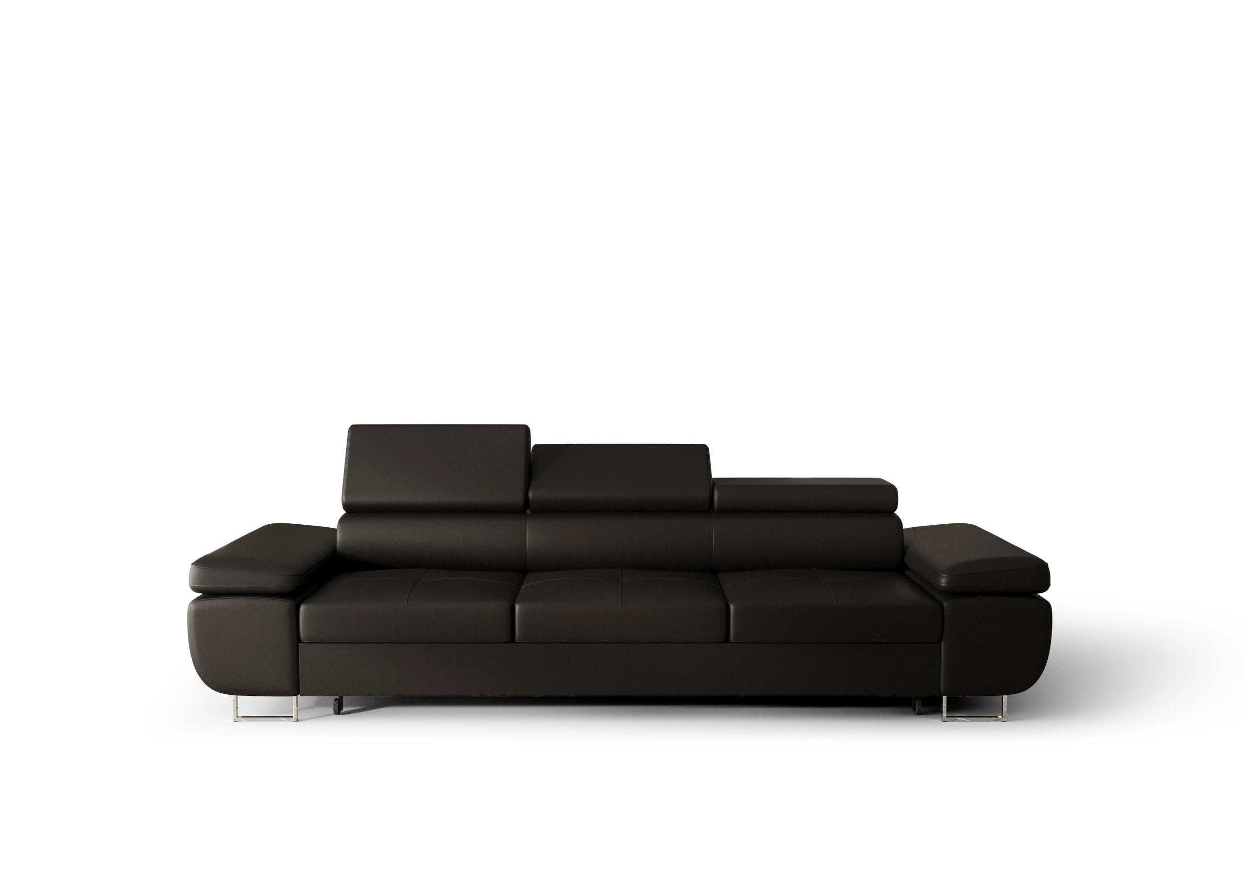 SCHLAFSOFA PRAGA 3, Sofa mit Schlaffunktion, Farbe: Schwarz, Kunstleder - Schwarz, Textil (276/90/100cm) - O-Sofa