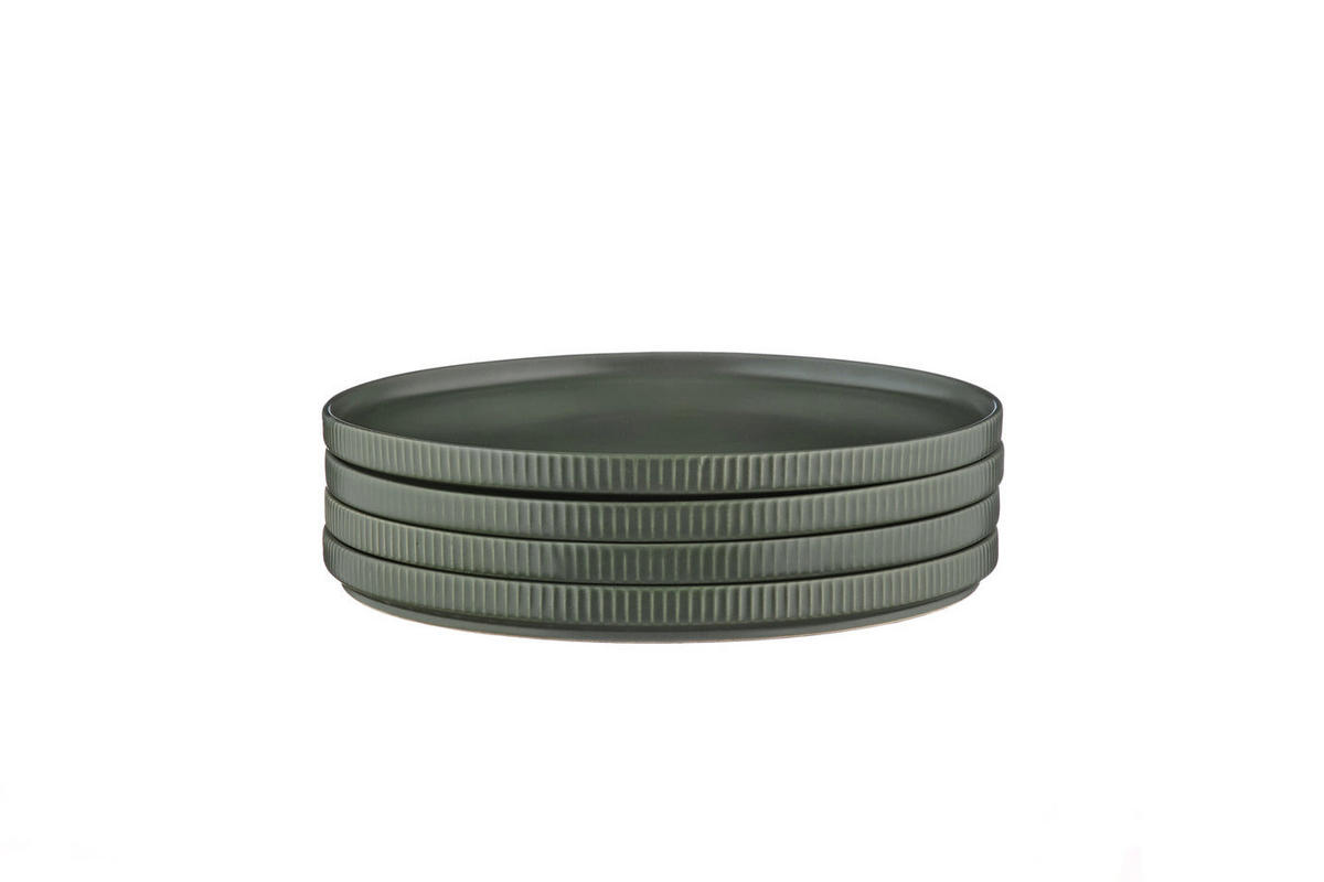 TELLER Scandi Ø21,5cm - 4er-Set - Olive - Grün, Keramik (21.5cm) - Björn