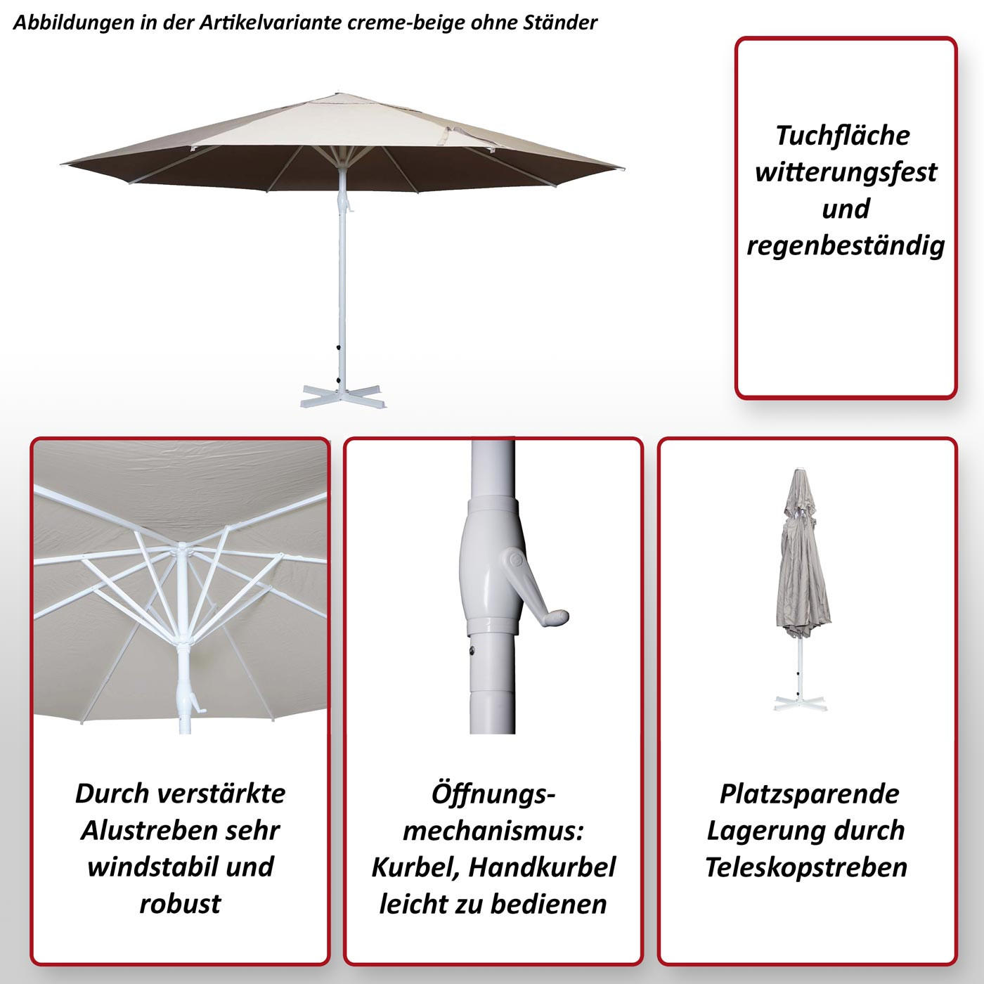 SONNENSCHIRM Cremeweiß - Weiß, Textil (500/500cm) - MCW