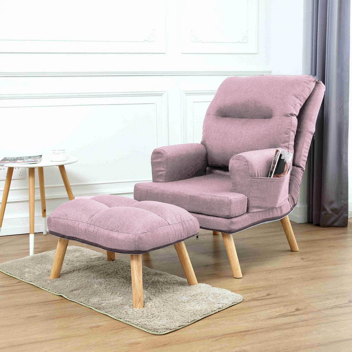 SESSEL Memo mit Fußhocker Rückenlehne 5-stufig einstellbar, puderrosa - Hellrosa, Kunststoff (107/95/66cm) - Margaret Hadas24
