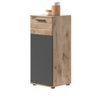 UNTERSCHRANK Eiche grau 37 x 87 cm, Kommode mit Soft-Close, Badmöbel - Eichefarben/Schwarz, Holzwerkstoff/Kunststoff (37/87/34cm) - Inn.Furn