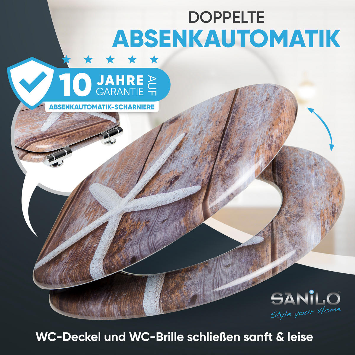 WC-SITZ mit Absenkautomatik Bahia - Braun, Holzwerkstoff (38/6/47cm) - Sanilo