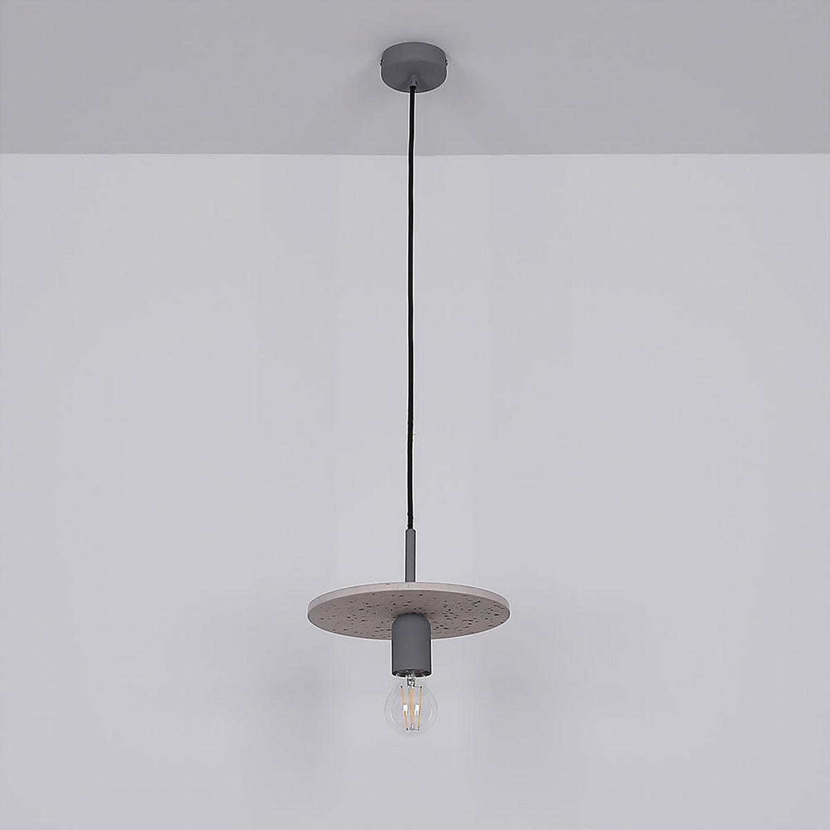 HÄNGELEUCHTE Metall Grau Terrazzo-Steinoptik - Grau, Metall (23/23/120cm)