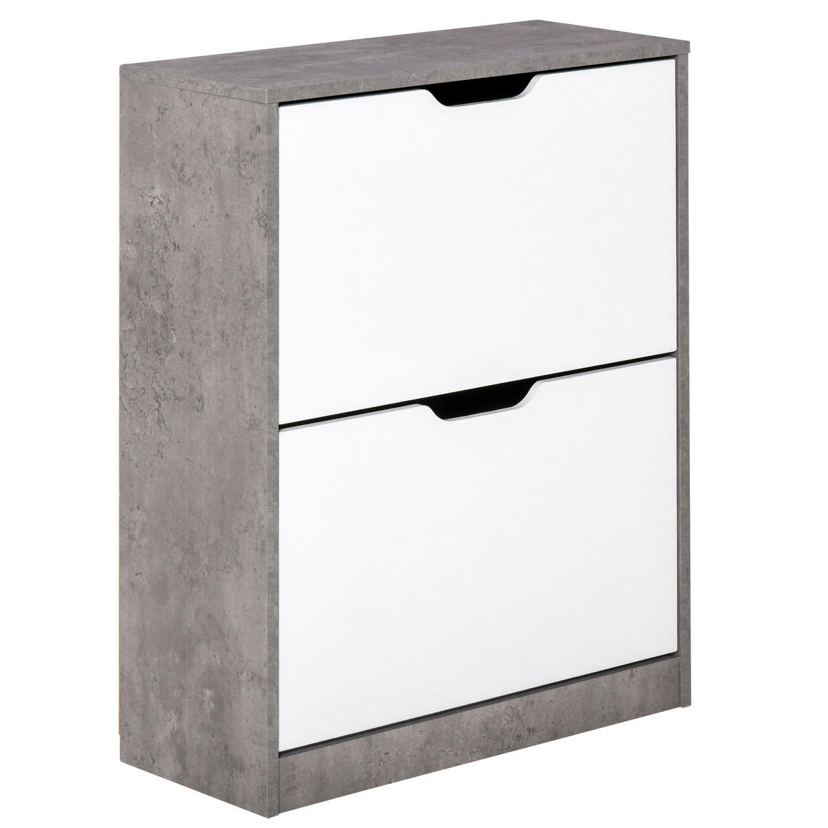 SCHUHSCHRANK DE-14978 2 Klapptüren mit verstellbaren Böden Grau - Weiß, Holzwerkstoff (62.5/81/26cm) - ComfortXL