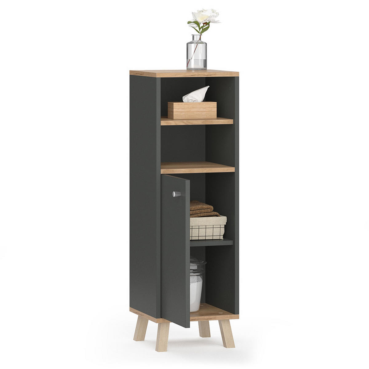 MIDISCHRANK Senyo Anthrazit 30 x 95 cm - Anthrazit, Holzwerkstoff (30/95/30cm) - Vicco