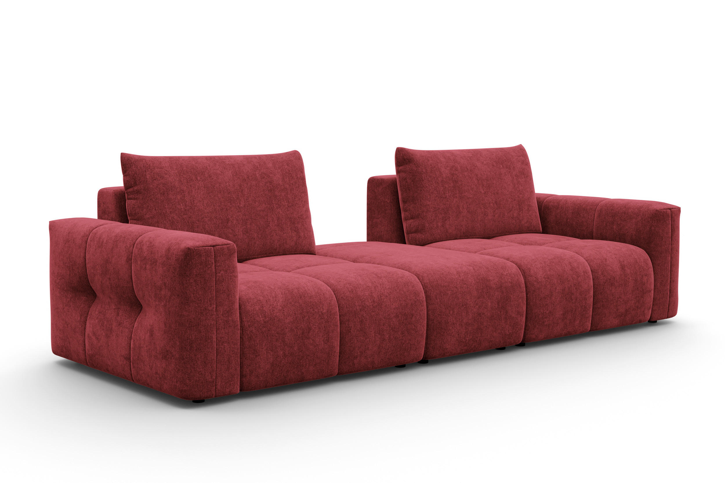 SOFA VERONA 4-Sitzer, Dunkelrot - Schwarz/Dunkelrot, Holz/Textil (282/83/110cm) - Courtois Laville