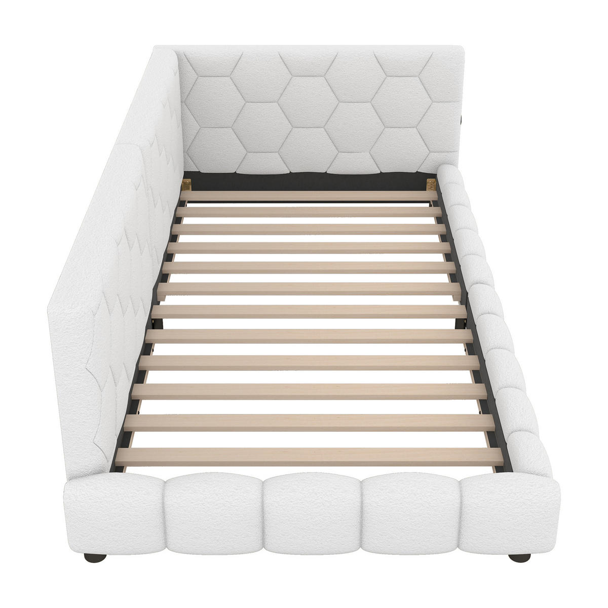 POLSTERBETT aus Samt 90x200 cm in Weiß mit LED & USB-C-Anschluss - Weiß, Textil (90/200cm) - Modfu