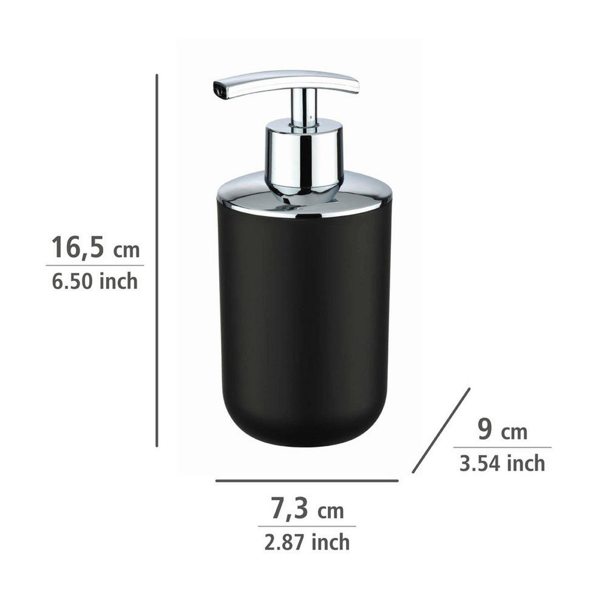 SEIFENSPENDER Brasil 320 ml 8/8/16,5 cm - Schwarz, Kunststoff (8/16.5/8cm) - Wenko