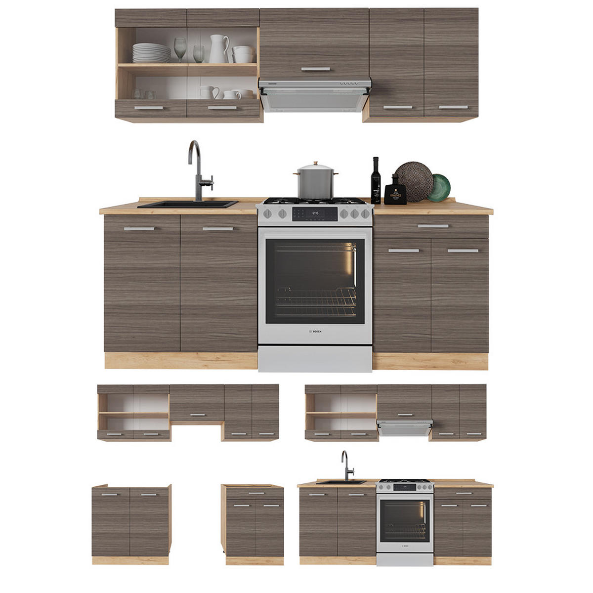 Honigeiche/Grau, Holzwerkstoff (200/81.6/46cm) - Vicco