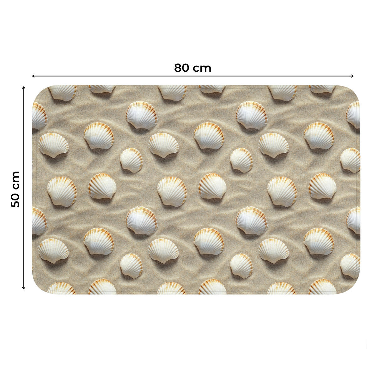 WC PŘEDLOŽKA Mušle - Písek - Námořní 80x50 cm - písková barva, textil/plast (80/1cm) - OnlyWow