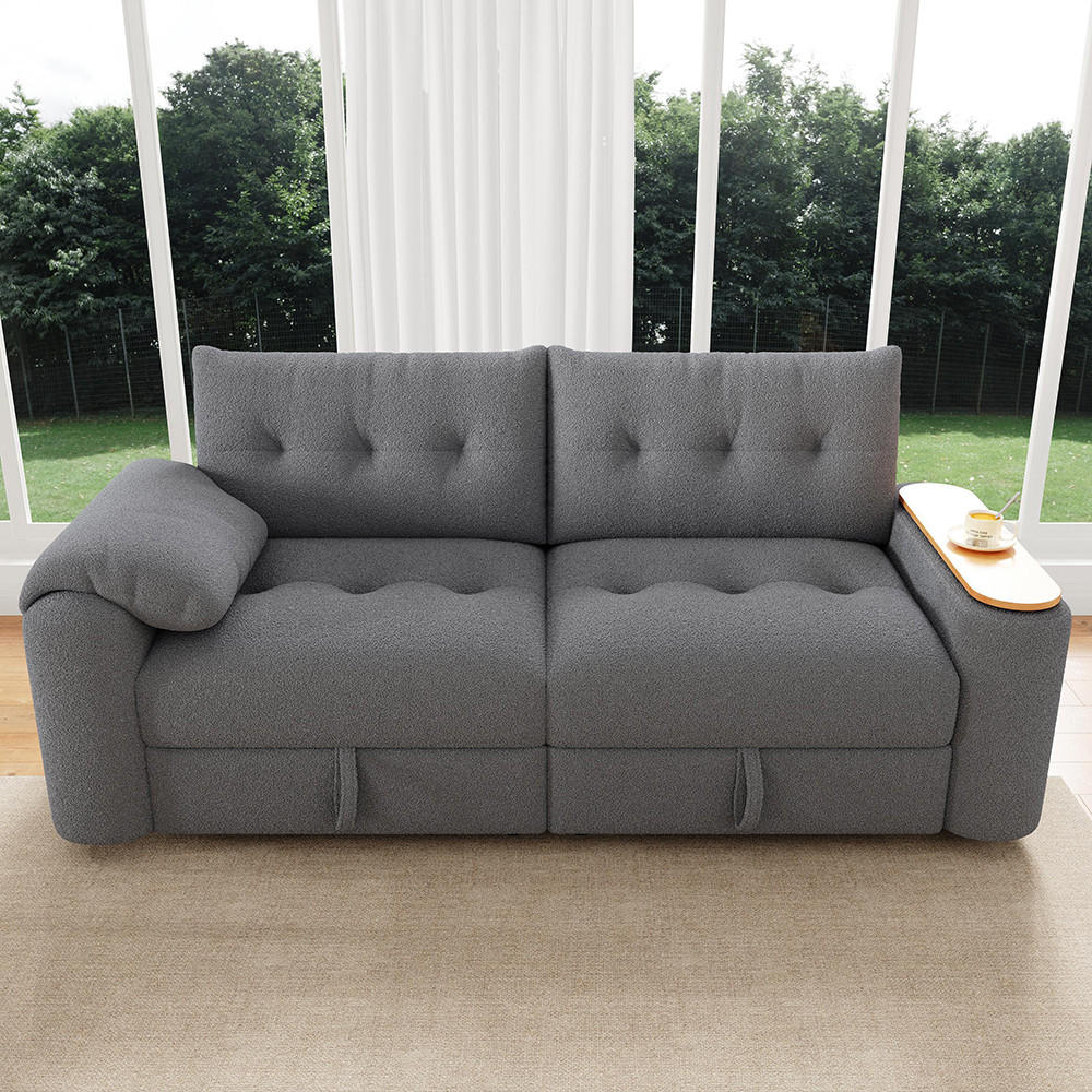 Thumbnail - Komhtom 3-Sitzer-Sofa, Grau, Textil, 80x87x207.5 cm, Wohnzimmer, Sofas & Couches, Sofas, 3-Sitzer Sofas