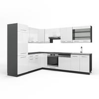 ECKKÜCHE Fame-Line Weiß Hochglanz/Anthrazit 227 x 60 cm ohne AP - Weiß Hochglanz/Anthrazit, Holzwerkstoff (287/81.6/46cm) - Vicco