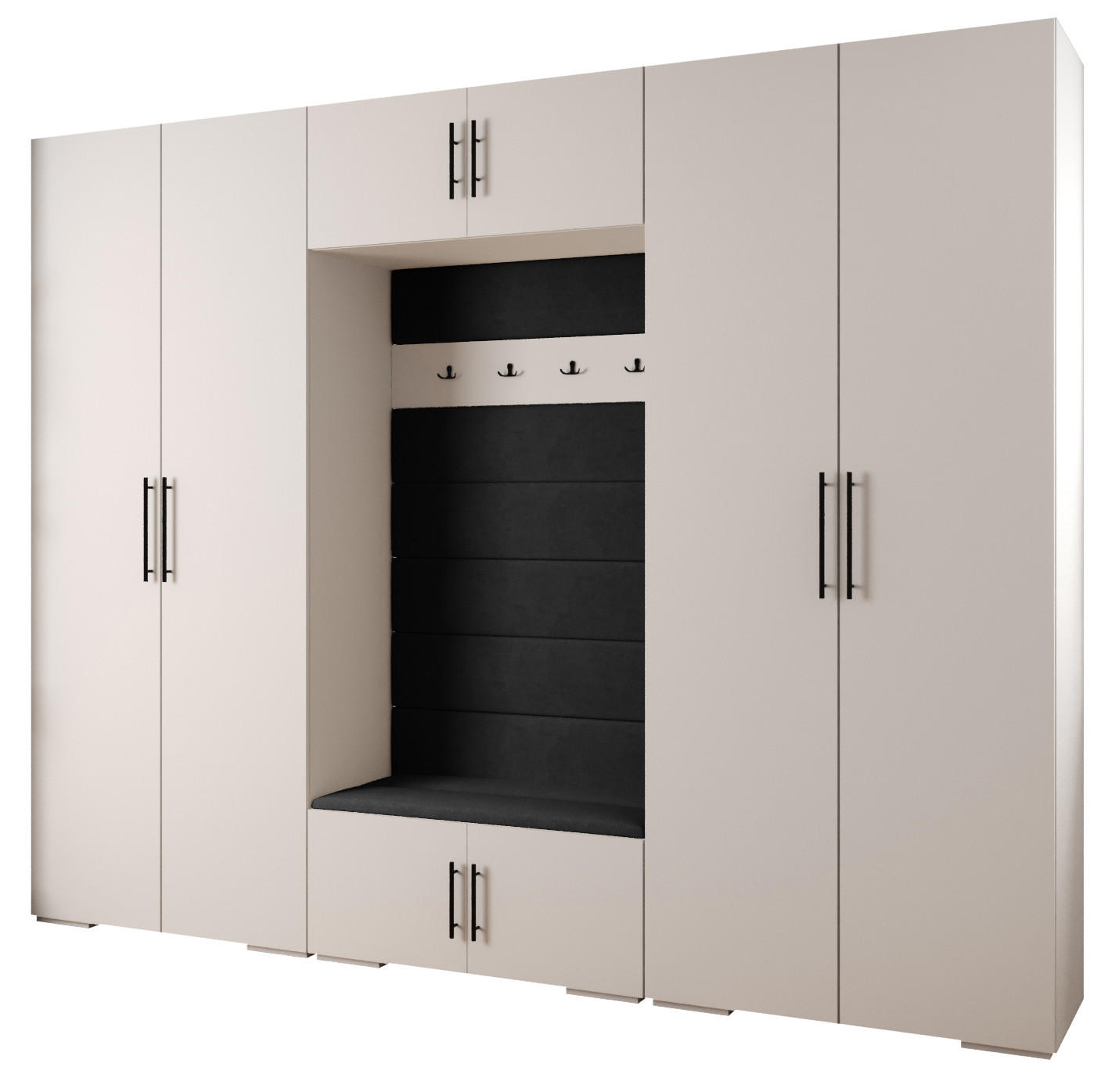 Abiks Möbel Garderoben-Set Weiß, Schwarz, Schwarz 300x236.7x47 cm