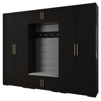GARDEROBEN-SET 236,7/300/47 - Goldfarben/Schwarz, Holz/Kunststoff (300/236.7/47cm) - Abiks Möbel