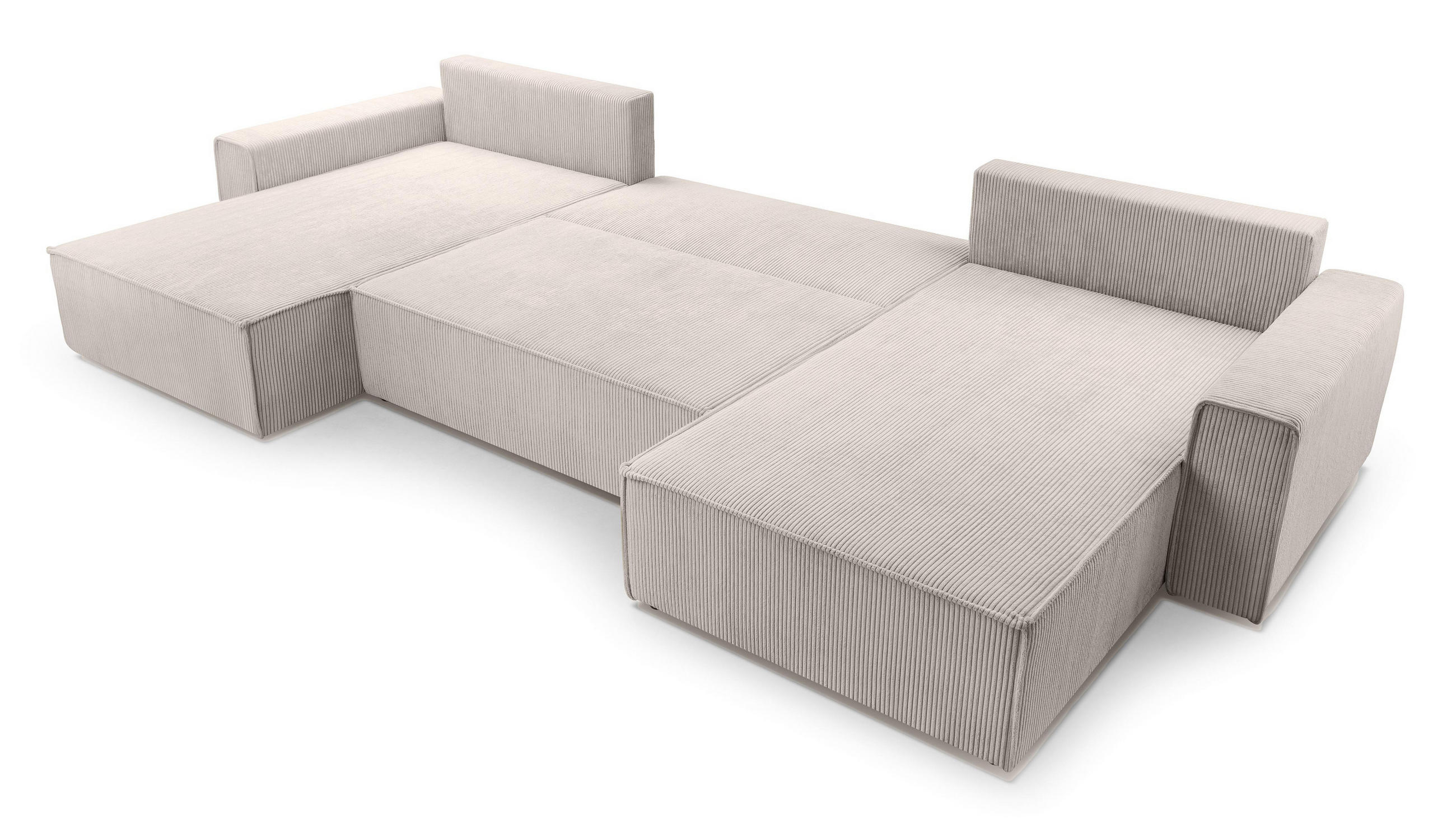 WOHNLANDSCHAFT Cedria Weiß 389/145/85 cm mit Schlaffunktion - Creme/Schwarz, Kunststoff/Textil (389/85/145cm) - AX Living