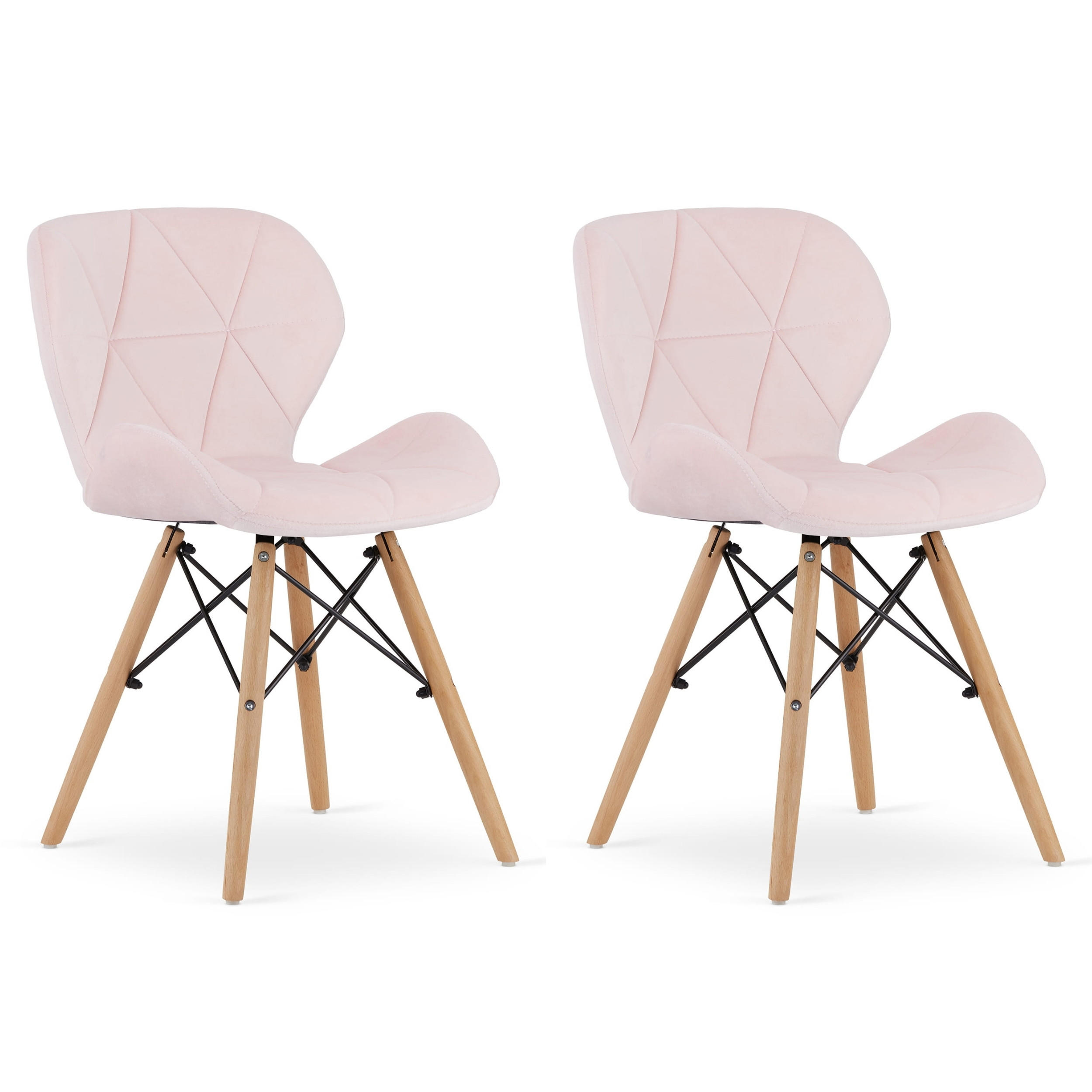 STUHL AMATRICE 2-er Set, Rosa, mit Samtstoff gepolstert - Rosa, Holz/Textil (48/74/53cm) - Komodee