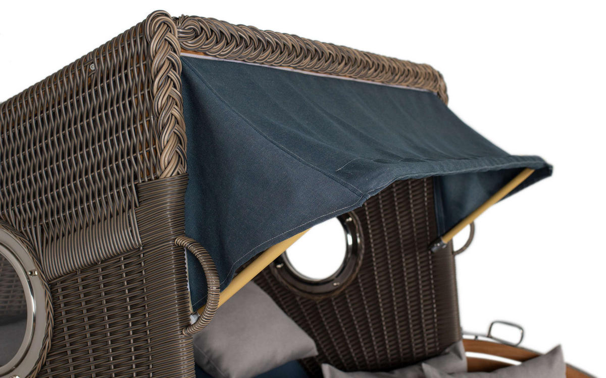 STRANDKORB XL Schillig Bullauge - Blau/Braun, Metall (142/170/95cm) - Mr. Deko