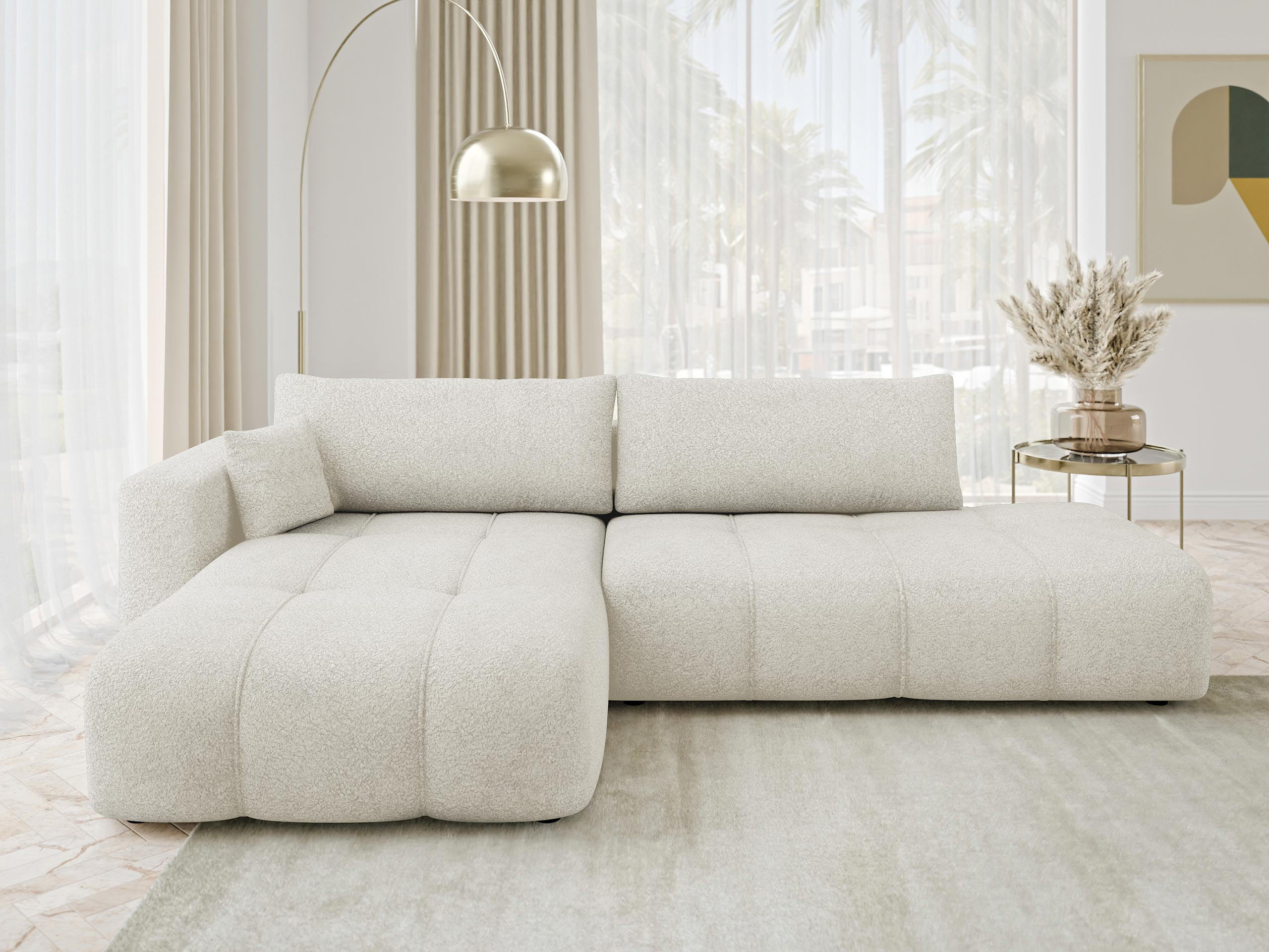ECKSOFA Furyn O Boucle, Seite: Links - Schwarz/Naturfarben, Holzwerkstoff/Kunststoff (262/145cm) - MIRJAN24