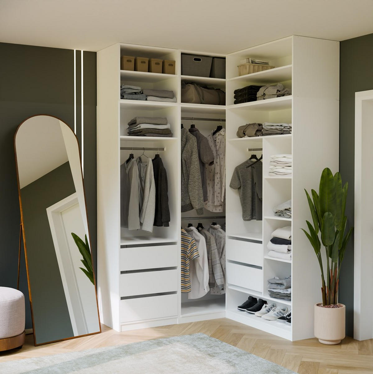 GARDEROBSSKÅP Vit 260/250/50 - Vit, Träbaserade material (260/250/50cm) - RAUMHIRSCH FURNITURE