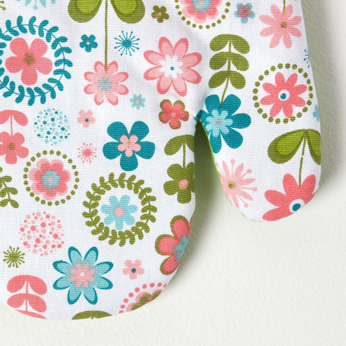OFENHANDSCHUH Retro-Blumen 18/32 cm, Baumwolle wattiert - Multicolor, Textil (18/32cm) - Homescapes