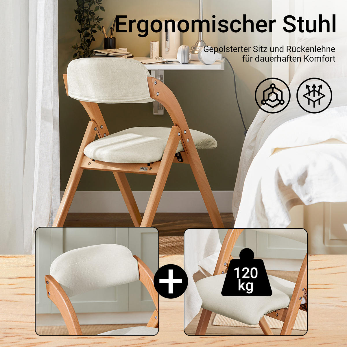 KLAPPSTÜHLEN 2 er set, Weiß - Weiß, Holz (47.5/77/59cm) - SoBuy