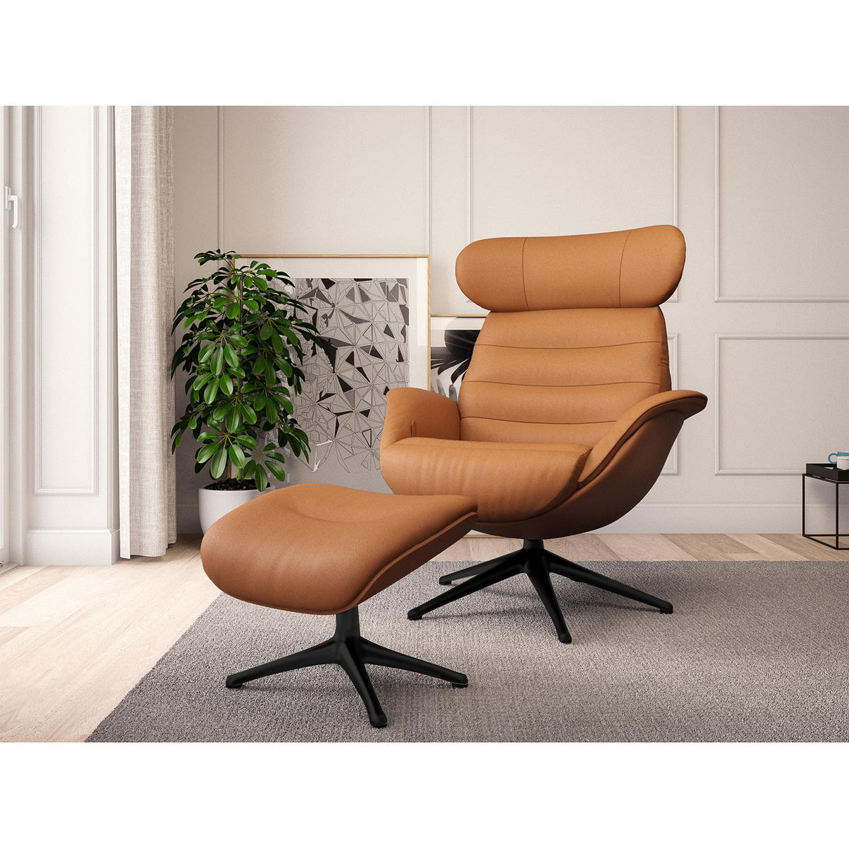 RELAXSESSEL - Cognac, Leder/Metall (90/107/90cm) - home24