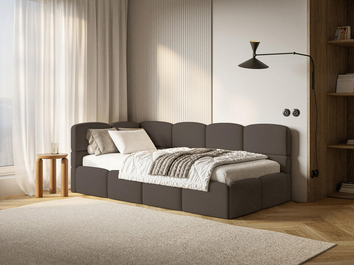 JUGENDBETT Cloudy Braun 120 cm, Chenille - Schwarz/Braun, Kunststoff/Textil (120/200cm) - Selsey