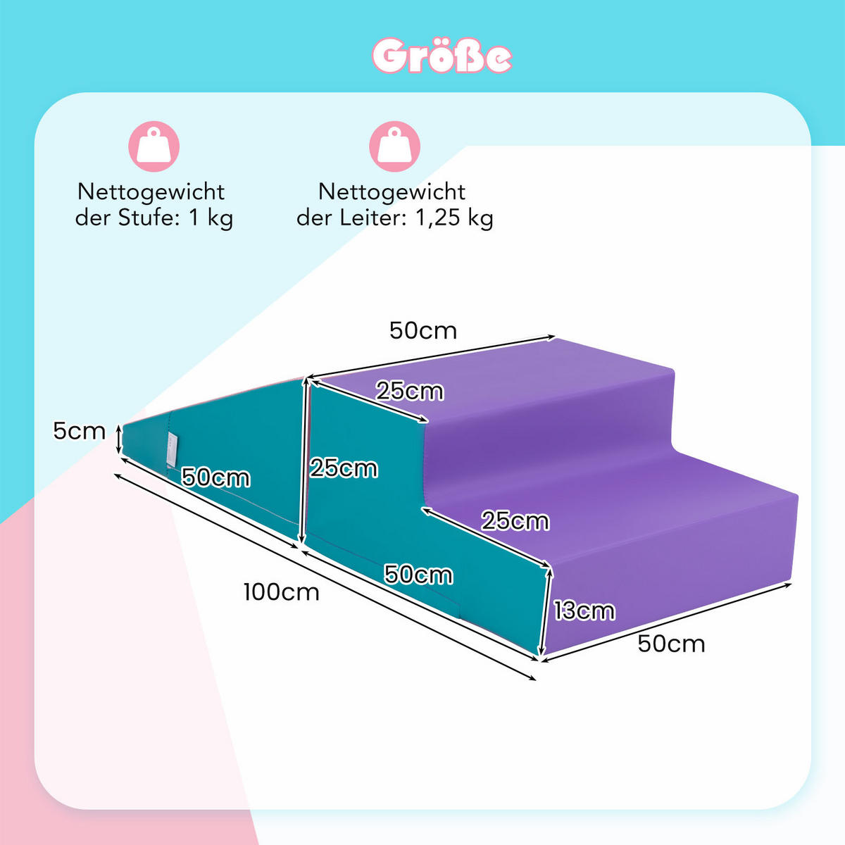 SOFTBAUSTEINE Lila(2er-Set) - Violett, Kunststoff (50/25/100cm) - COSTWAY