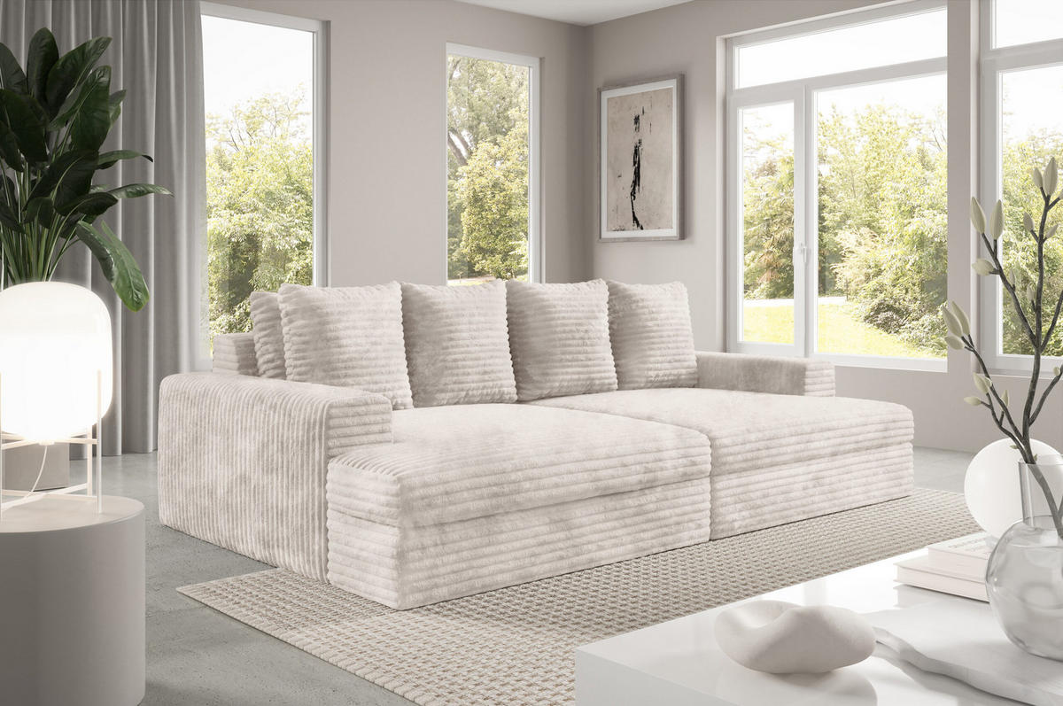 SCHLAFSOFA Premium Extra Komfort Weiß - Schwarz/Weiß, Holz/Holzwerkstoff (272/42/167cm) - Furnisell