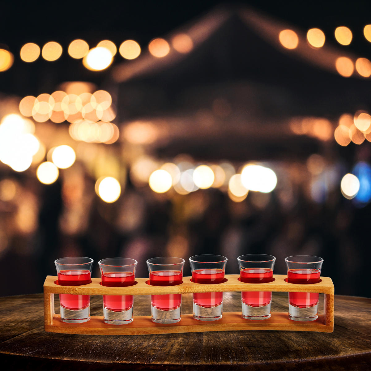 SCHNAPSBRETT - Hellbraun, Glas/Holz (0.04L) - Relaxdays