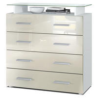 KOMMODE Pavos Creme Hochglanz - Creme, Holzwerkstoff (76/81/35cm) - Vladon