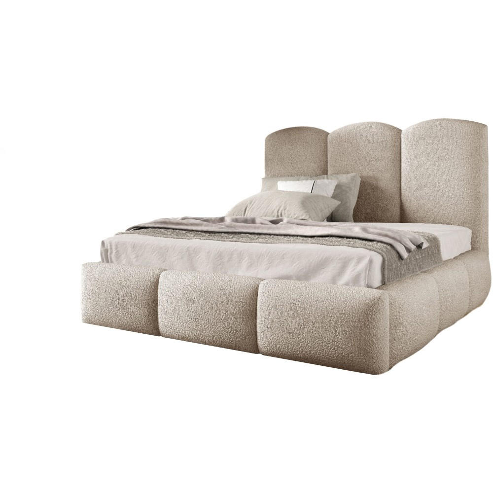 POLSTERBETT Bero, 180x180, Bouclé-Stoff, Beige - Beige, Textil (180/200cm) - Beautysofa