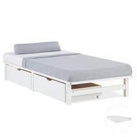 STAURAUMBETT mit Matratze 90/200 cm weiß - Weiß, Holz (90/200cm) - Homestyle4u
