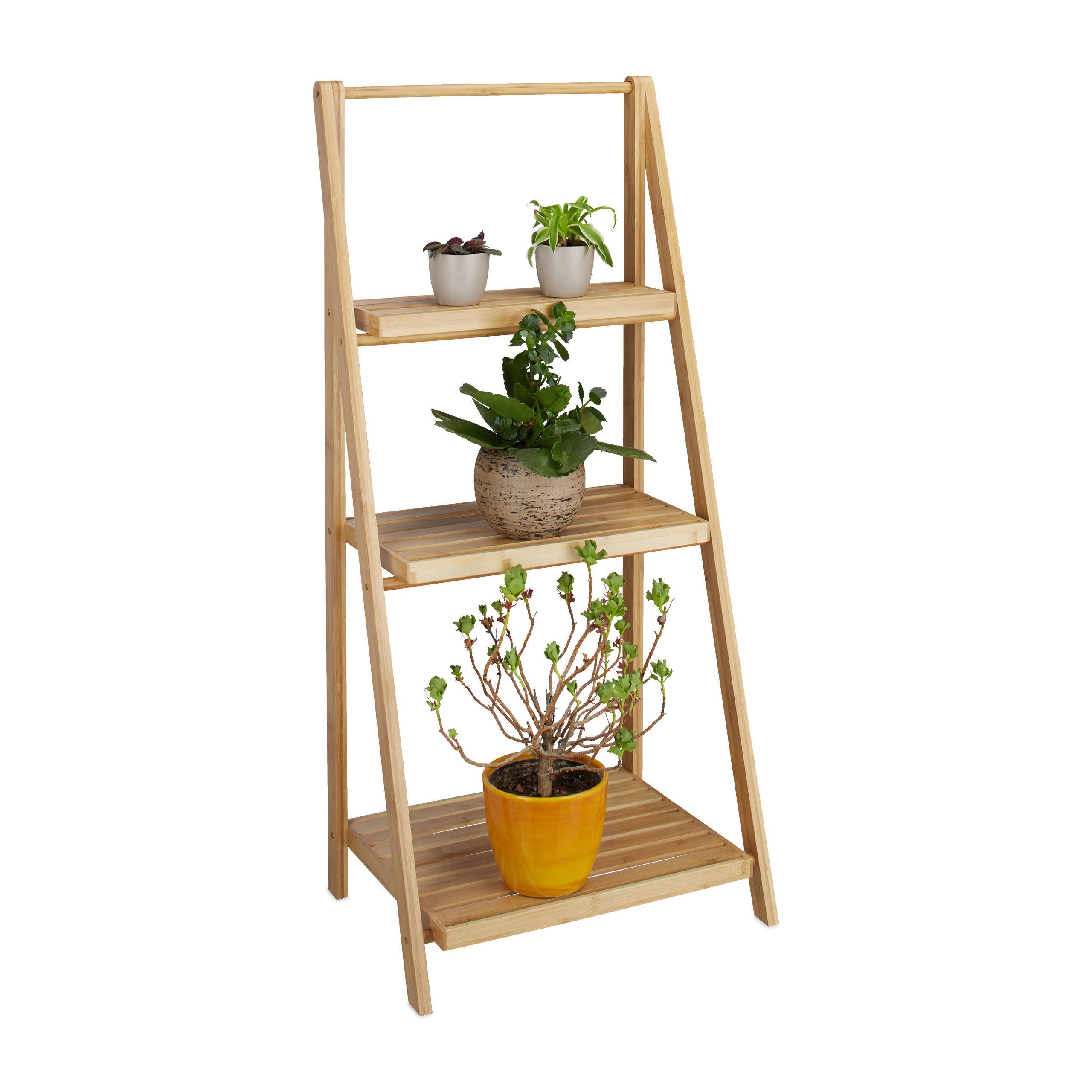 Relaxdays STOJAN Přírodní bambus skládací 3patrový 99x45x32 cm