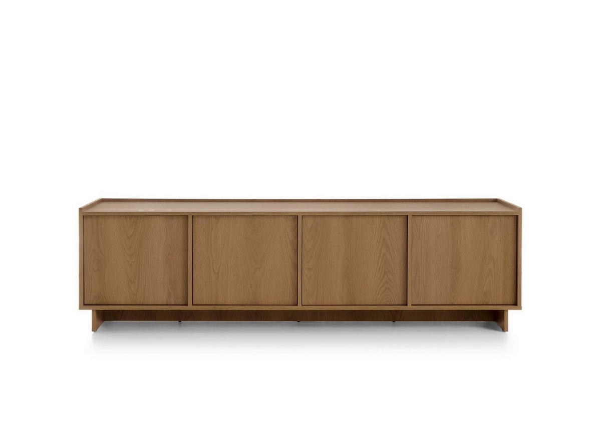 LOWBOARD Suna 195 cm breit Japandi Design Fernsehtisch Eiche Caramel grifflos - Braun, Holzwerkstoff (195/55/39cm) - Bettso