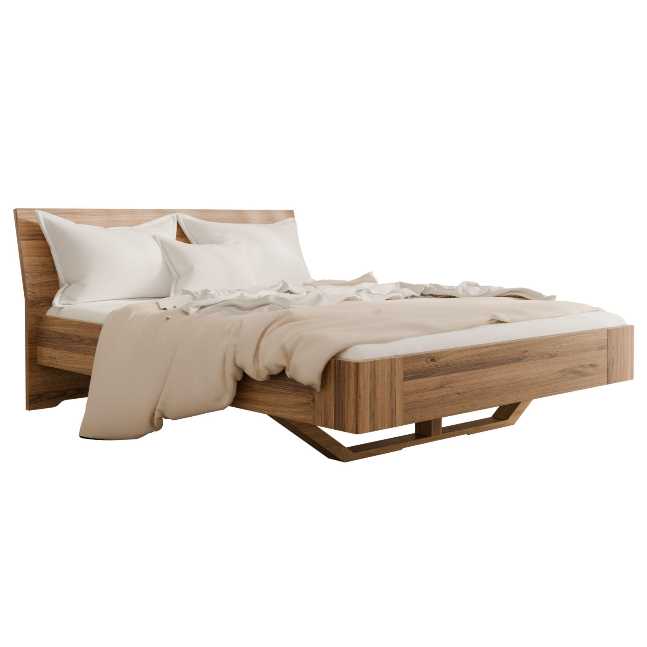 SCHWEBEBETT 140/220 cm aus Wildeiche - Braun, Holz (140/220cm) - MeinMassivholz