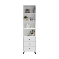 BÜCHERREGAL Bergo mit 1 Tür und 3 Schubladen - Schwarz/Weiß, Holzwerkstoff/Metall (50/190/40cm) - Beautysofa