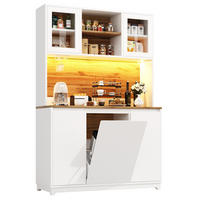 HIGHBOARD in Weiß Küchenschrank mit Acryltüren und LED-Beleuchtung, 120/40/180cm(B x T x H) - Weiß, Holzwerkstoff/Metall (120/180/40cm) - STILVORA