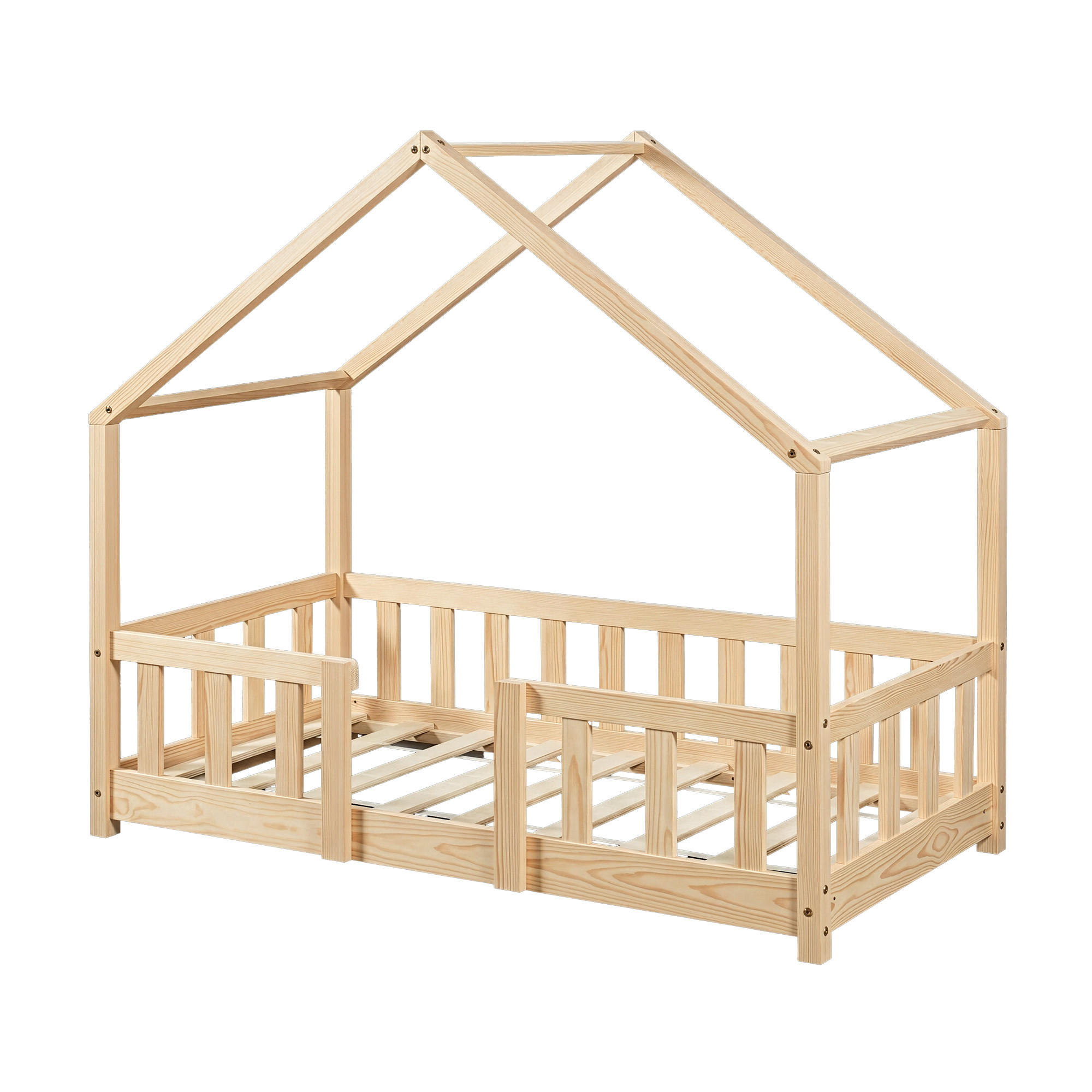 HAUSBETT Treviolo - Naturfarben, Holz (70/140cm) - [en.casa]