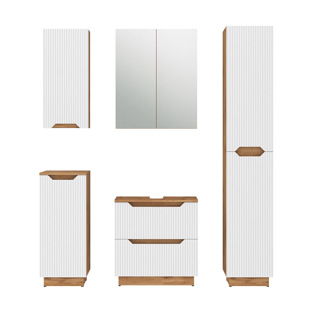 KOUPELNOVÝ NÁBYTEK Lotta Dub/bílý pruhovaný - bílá/barva dubu, kompozitní dřevo (59.8/62.5/32cm) - Vicco