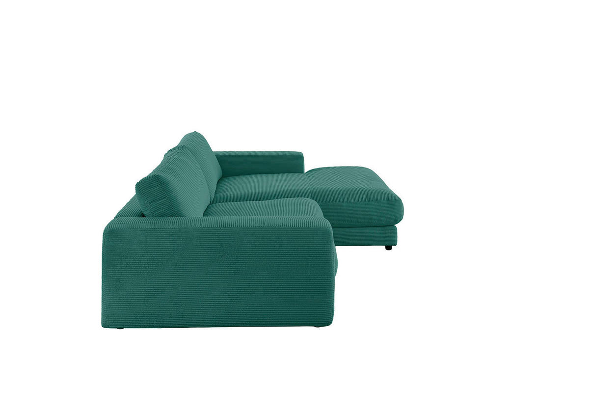 ECKSOFA MADELINE Smaragdgrün Cord - Smaragdgrün/Schwarz, Kunststoff/Textil (270/190cm) - KAWOLA
