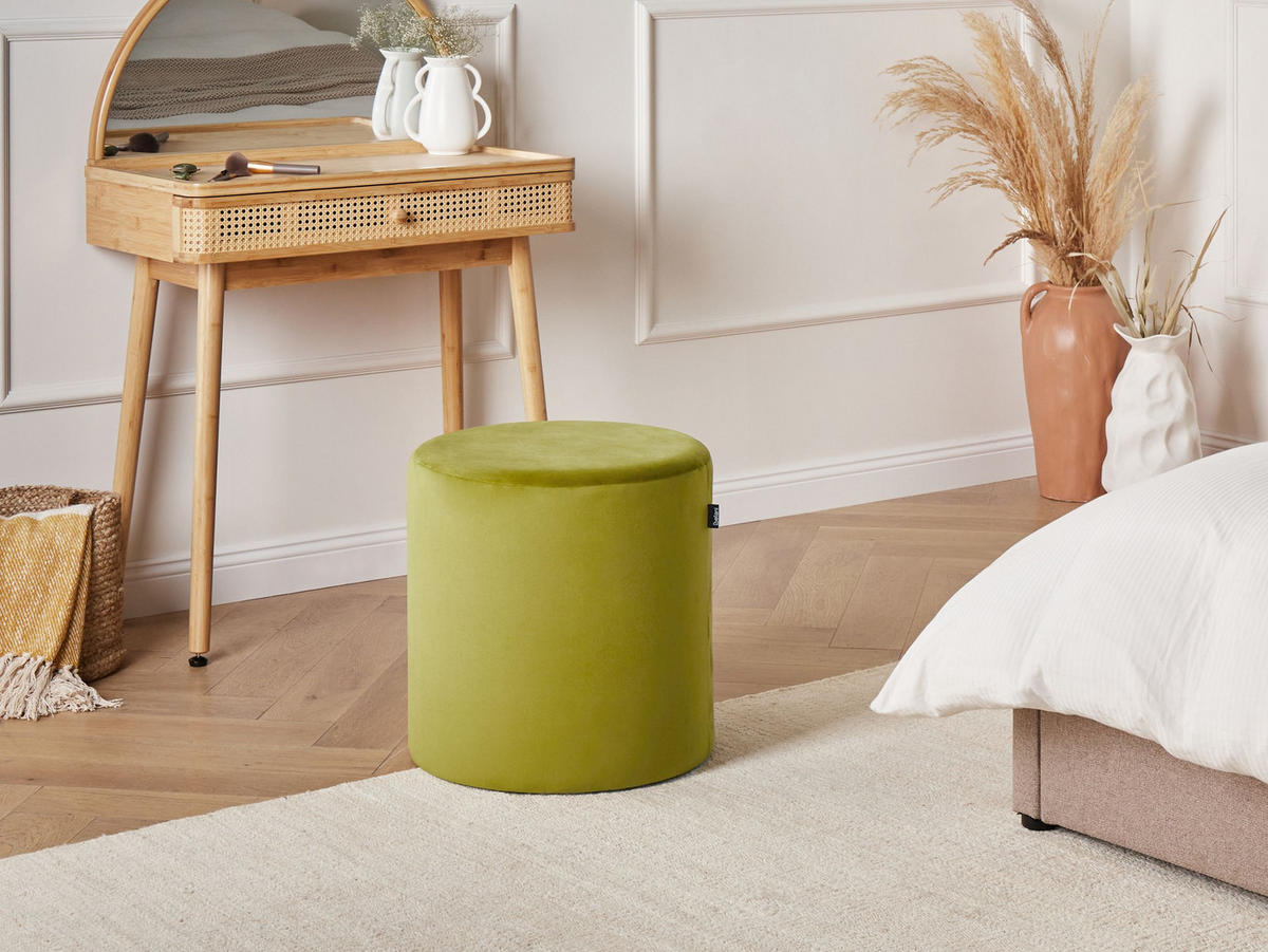 POUF Olivgrün Lovett - Grün, Textil (47/46/47cm) - Beliani