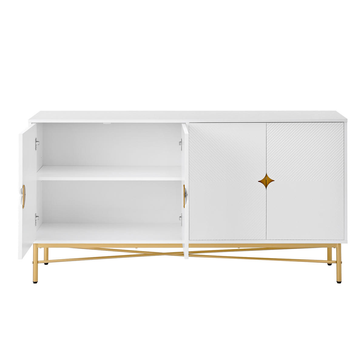 SIDEBOARD mit 2 Türen & 3 Schubladen, Weiß & Holzoptik, 120 x 40 x 80 cm - Weiß, Holzwerkstoff/Metall (160/82/40cm) - Urban Meuble