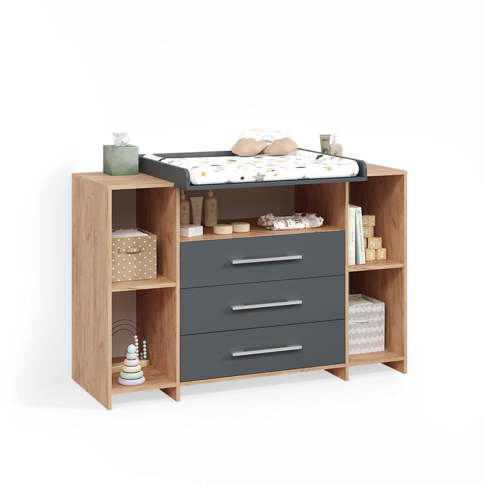Livinity® KOMODOVÝ PŘEBALOVACÍ STŮL Torino Anthracite/Sonoma XL se zásuvkami
