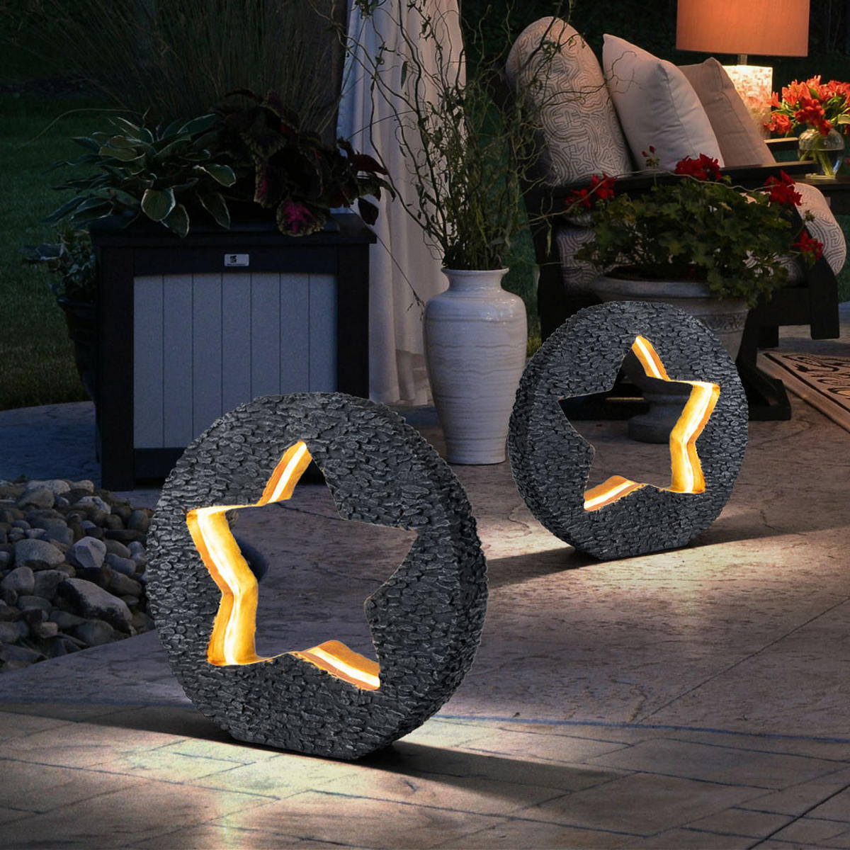 LED AUSSENLEUCHTE Steinoptik Grau Gold - Grau, Kunststoff (31/8.5/29.5cm)