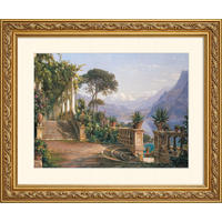 BILD gerahmt 63x53 cm Carl Frederic Aagaard "Lodge on Lake Como" - Gelb, Holz (63/53cm) - artissimo